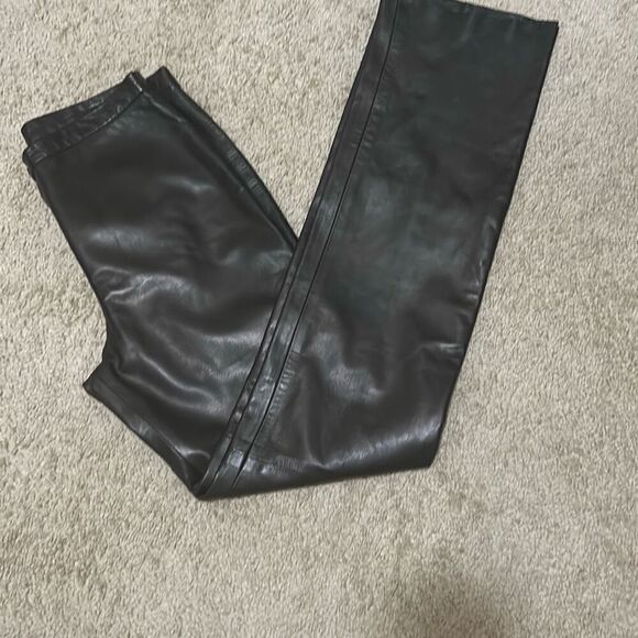 Carina New York Women's 8 Genuine Leather Straight Leg Pant Dark Chocolate Brown - Picture 1 of 11